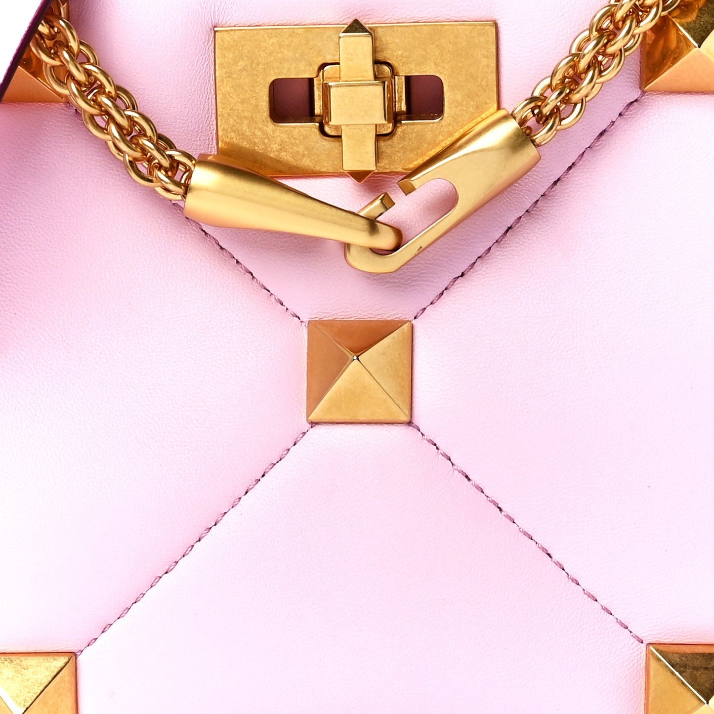 Nappa Mini Roman Stud The Handle Bag Pink Borealis