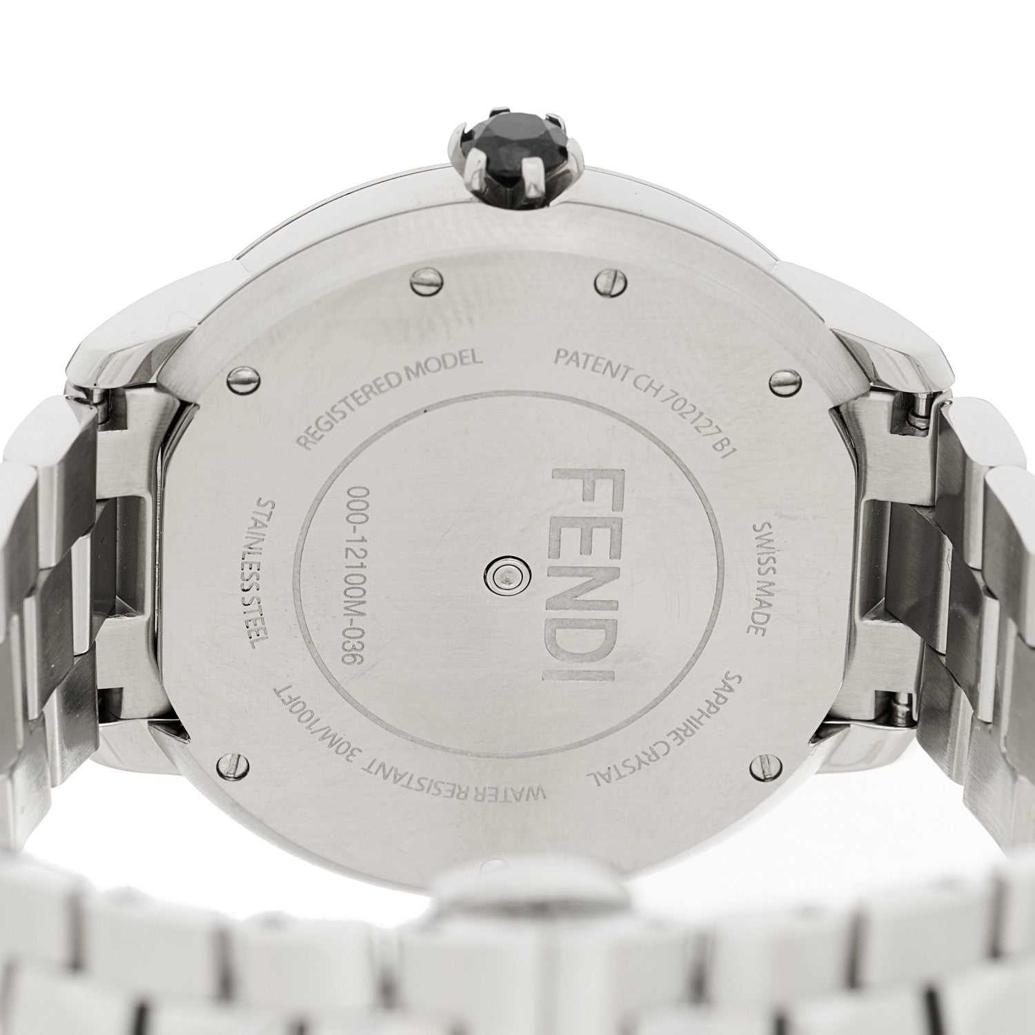 Fendi Stainless Steel Mother of Pearl Topaz Spinel 38mm Ishine Rotating Gem Two Tone Quartz Watch Black 4 of 4