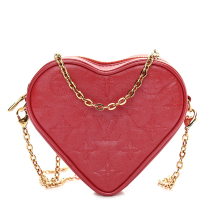Louis Vuitton Lambskin Embossed Monogram Fall In Love Sac Coeur Heart Chain Bag Lipstick Red 1 of 9