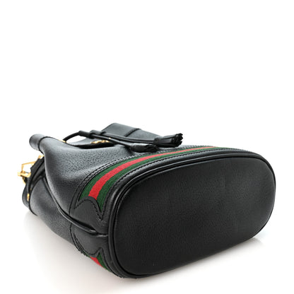 Gucci Glazed Textured Calfskin Web Small Ophidia Bucket Bag Black 4 of 10