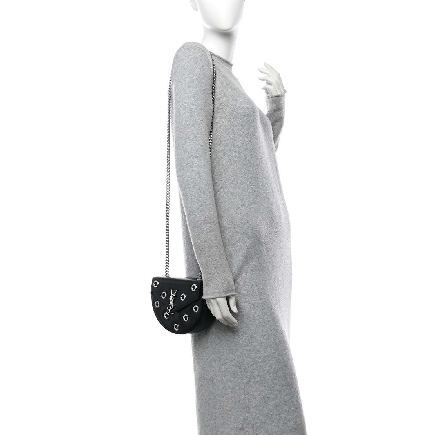 Saint Laurent Box Calfskin Grommet Crossbody Bag Black 3 of 11