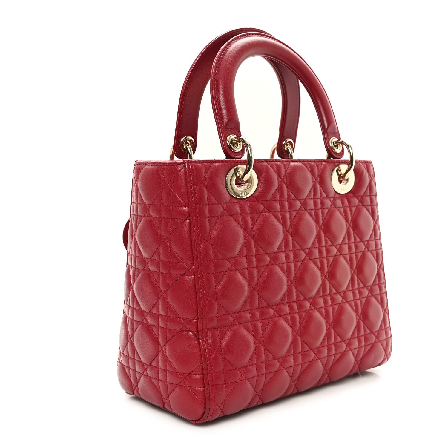 Christian Dior Lambskin Cannage Medium Lady Dior Red 3 of 11