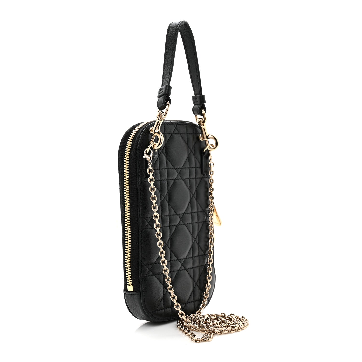 Christian Dior Lambskin Cannage Lady Dior Phone Holder Black 3 of 10