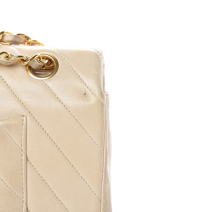 Chanel Lambskin Chevron Quilted Medium Double Flap Beige 14 of 24