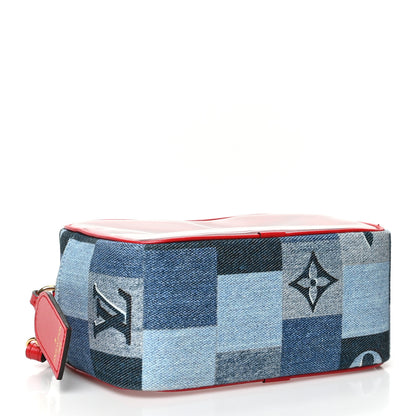 Louis Vuitton Denim Damier Monogram Patchwork PVC Beach Pouch Blue Rouge 4 of 7