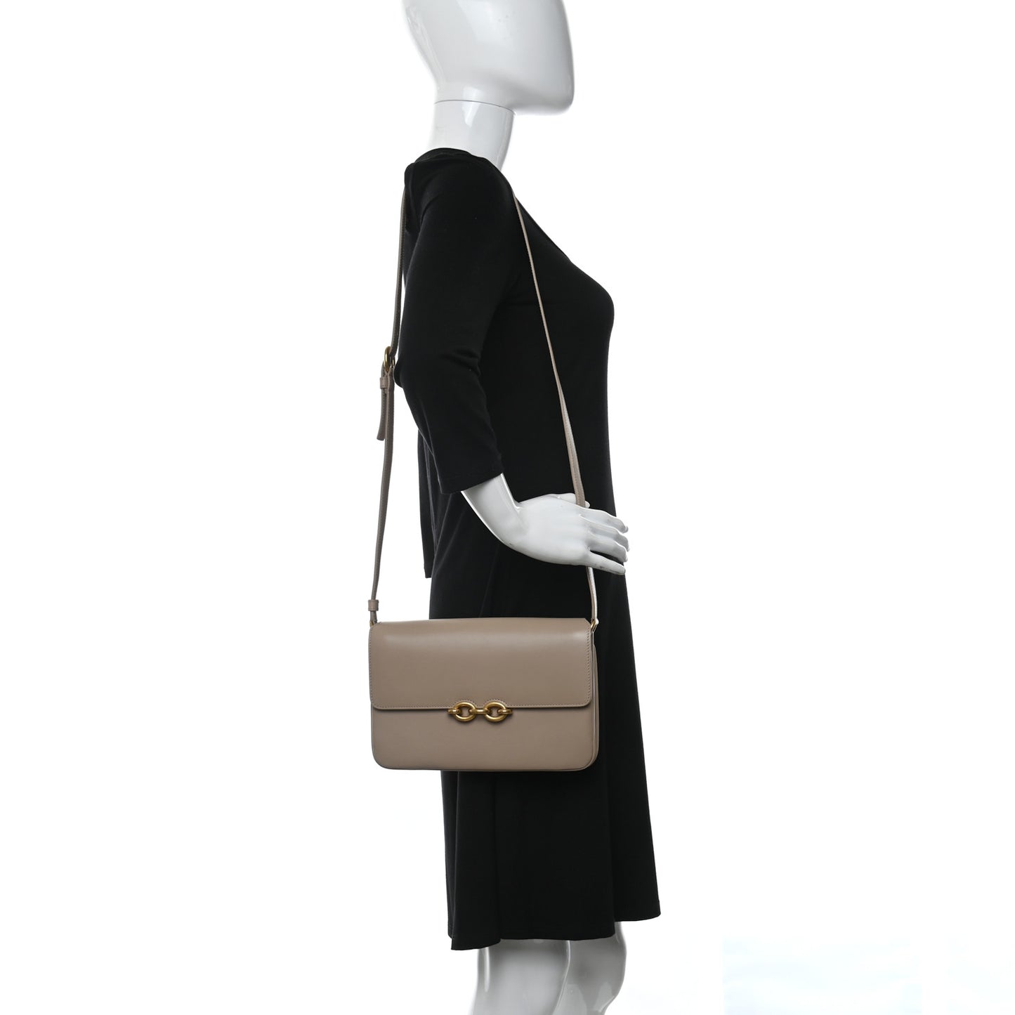 Smooth Calfskin Le Maillon Satchel Dark Beige