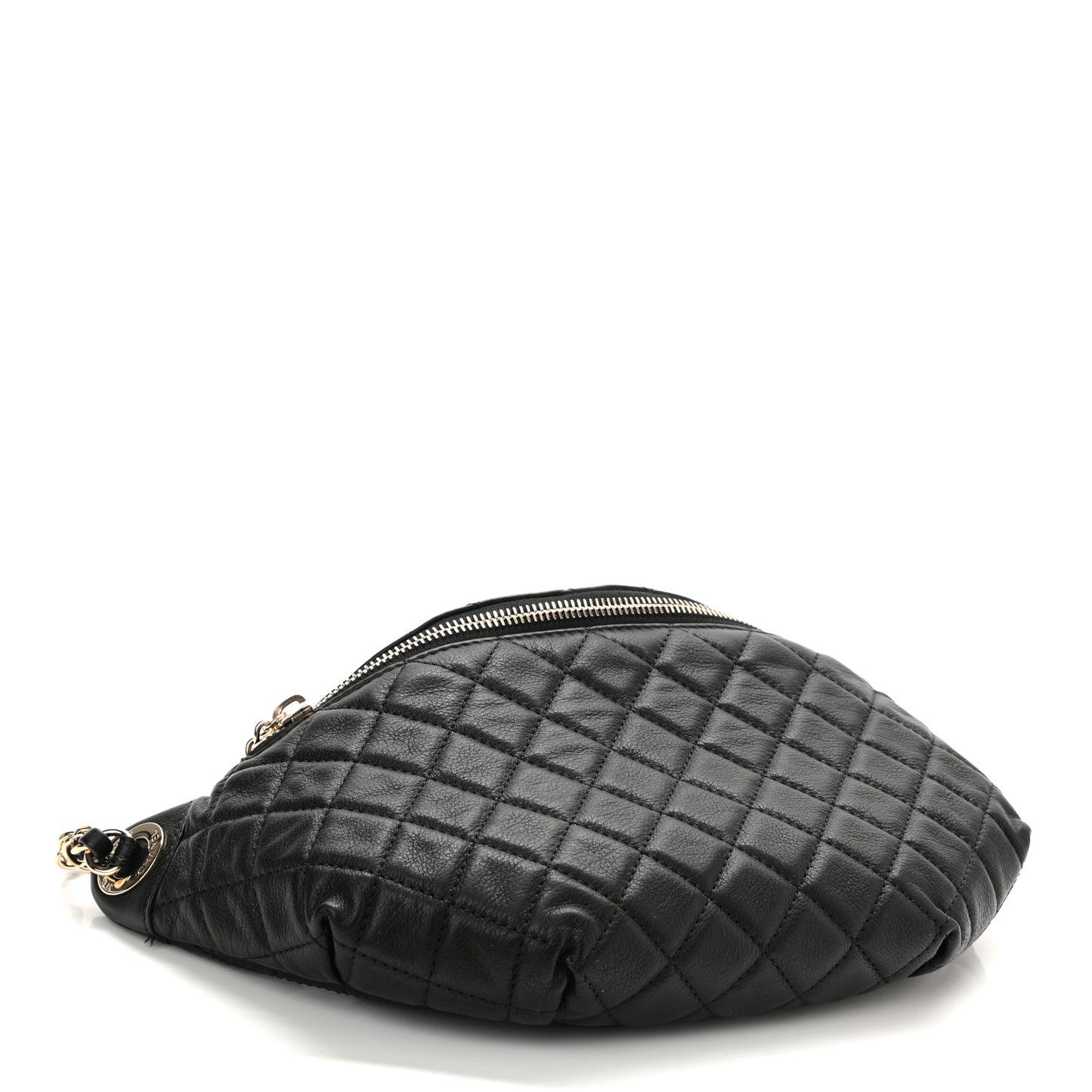 Calfskin Quilted Banane Waist Bag Fanny Pack Black