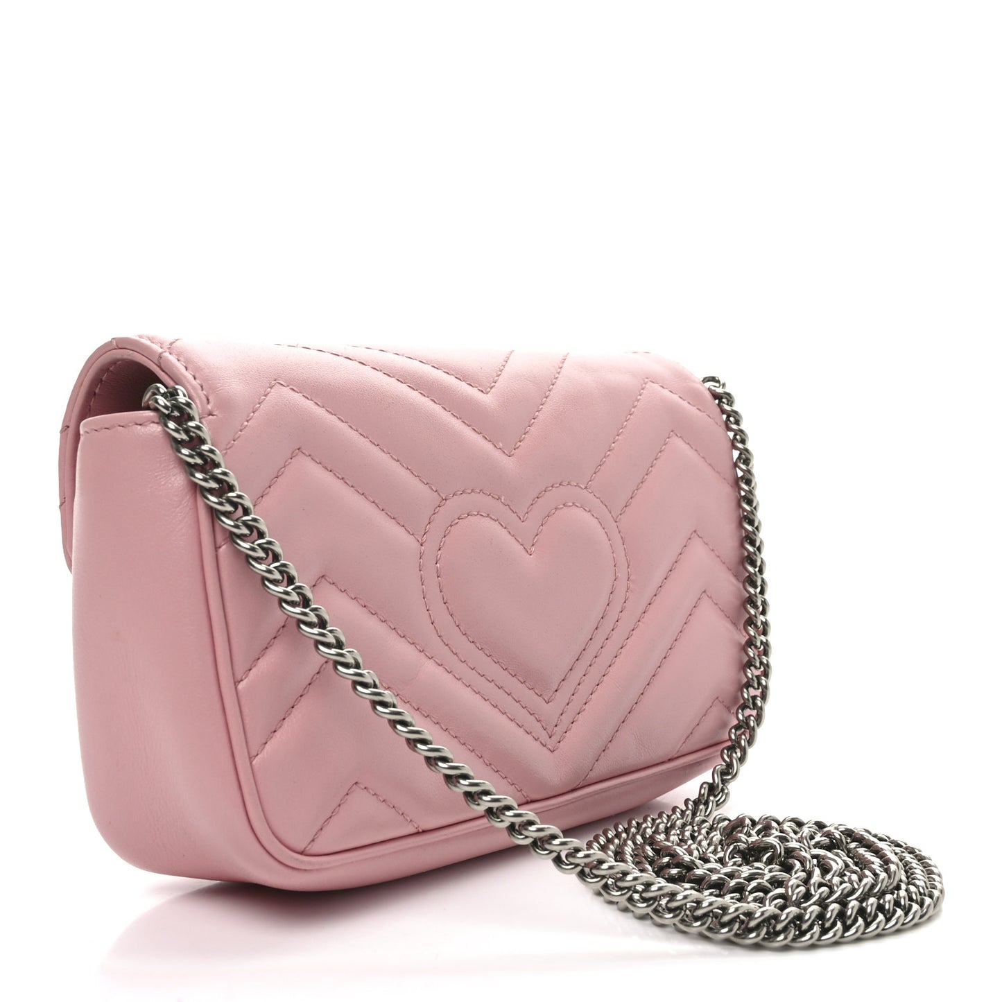 Calfskin Matelasse Super Mini GG Marmont Shoulder Bag Wild Rose