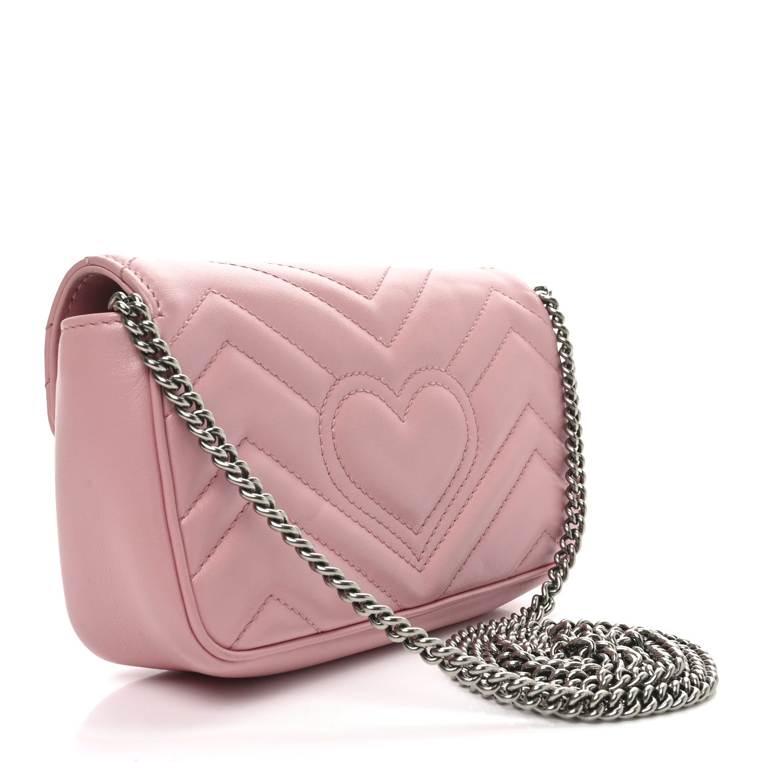 Gucci Calfskin Matelasse Super Mini GG Marmont Shoulder Bag Wild Rose 3 of 10