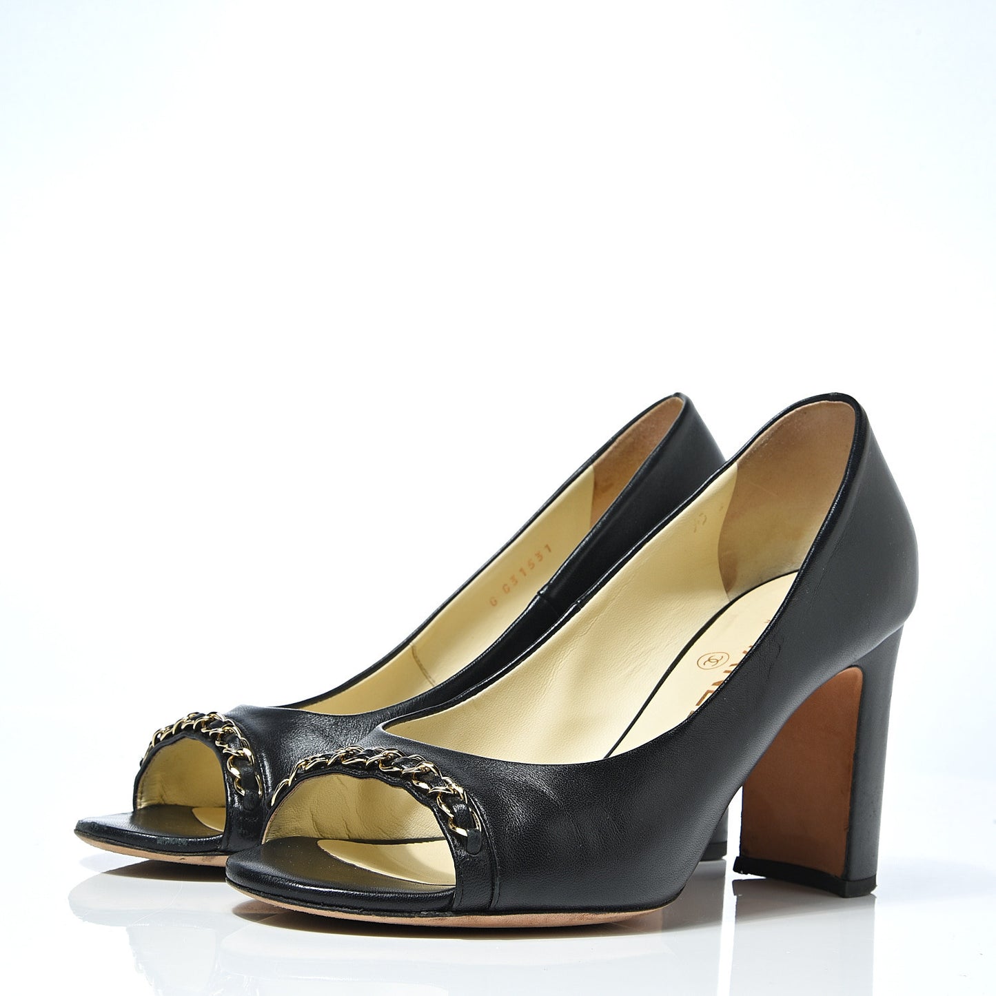 Lambskin Peep Toe CC Pumps 38 Black
