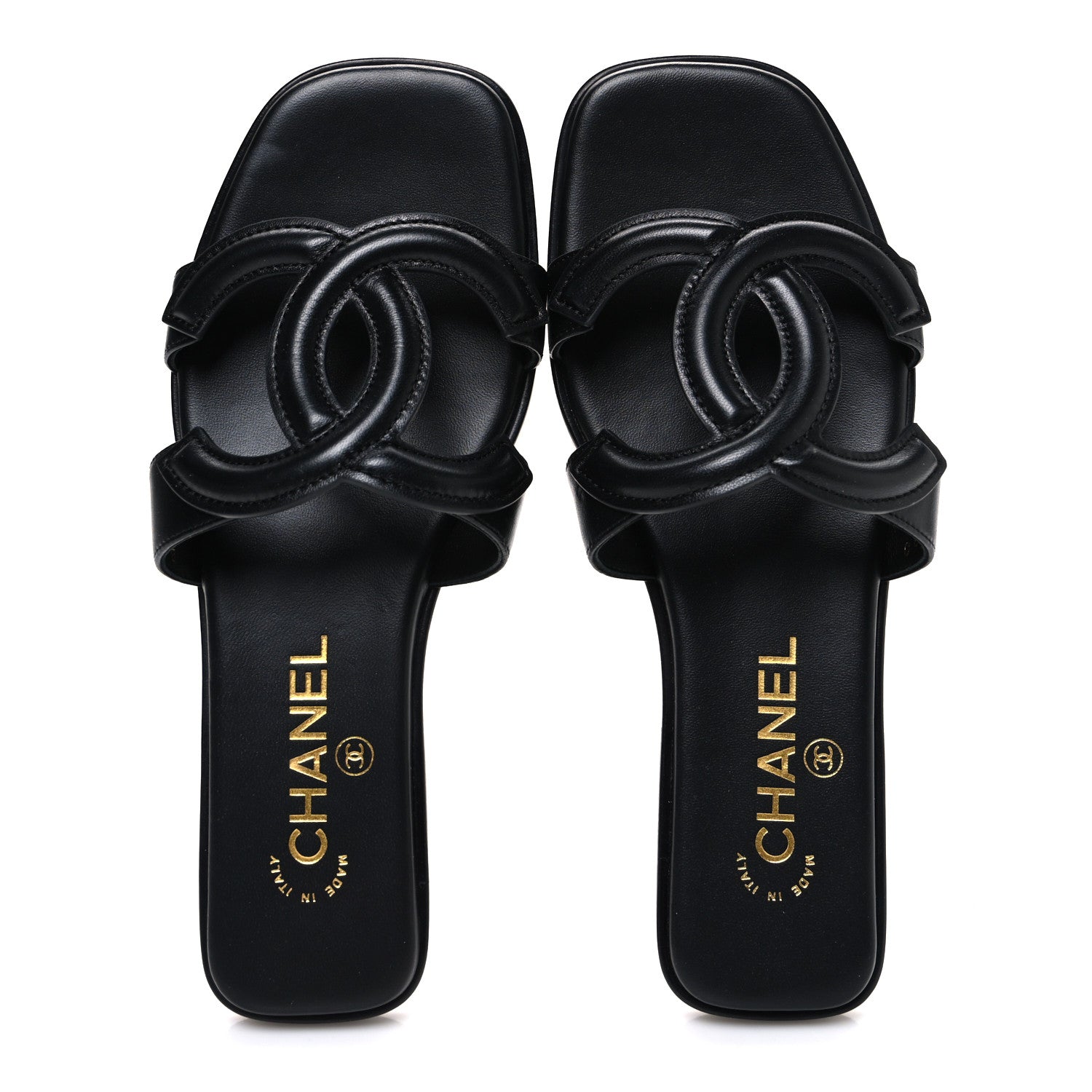 Chanel Lambskin CC Cut Out Mules Sandals 37 Black 2 of 11