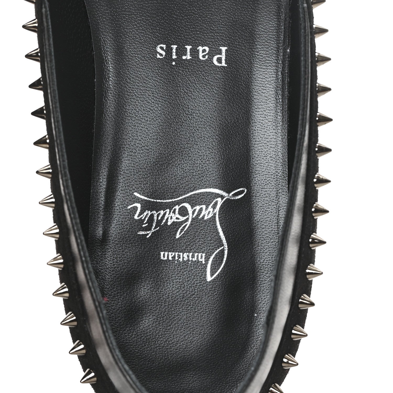 Christian Louboutin Nappa Suede Spikes Duvettina Ballerina Flats 38 Black 8 of 9