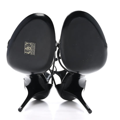Saint Laurent Patent Cassandra 100 Ankle Strap Sandals 38.5 Black 5 of 10