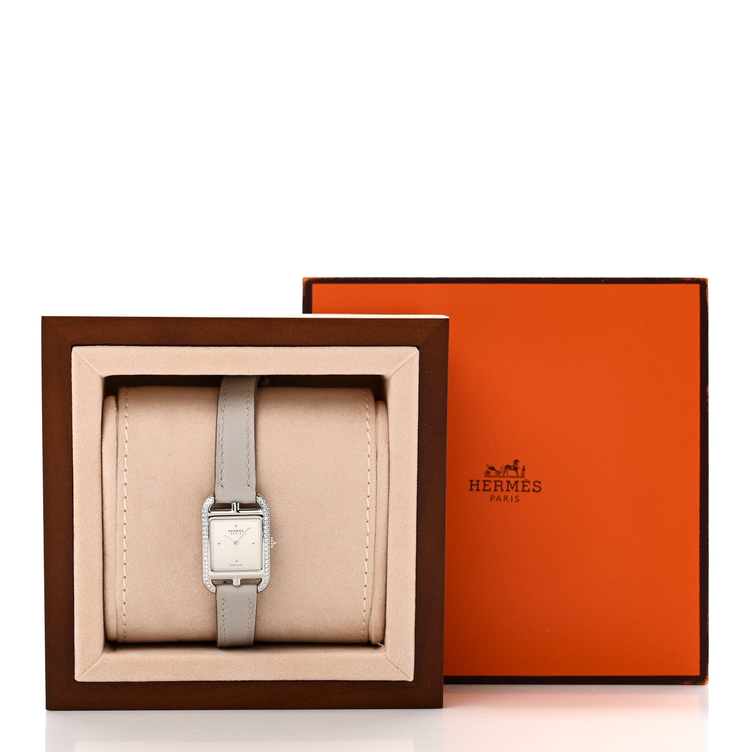 Hermes Stainless Steel Athena Diamond Bezel 21mm Cape Cod Quartz Watch Gris Perle 5 of 5