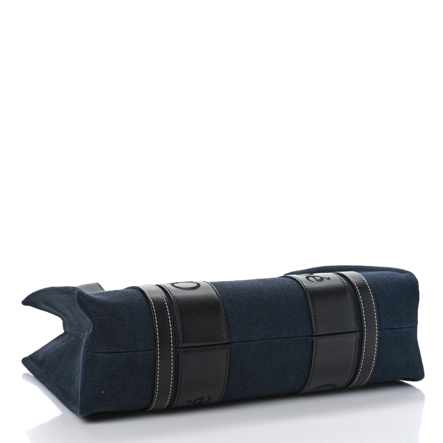 Calfskin Linen Medium Woody Tote Deep Denim