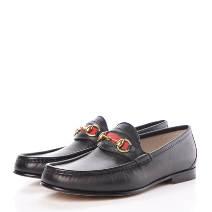 Gucci Calfskin Cirano Lux Web Mens 1953 Horsebit Loafers 8.5 Black 3 of 12