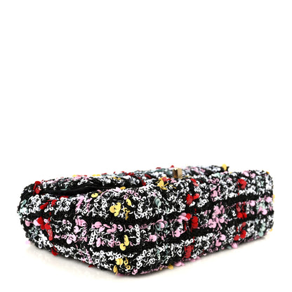 Chanel Tweed Sequin Small Single Flap Black Red Multicolor 4 of 11