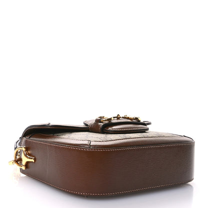 Gucci GG Supreme Monogram Azalea Calfskin Web Mini Horsebit 1955 Shoulder Bag Beige Ebony Brown Sugar 4 of 10