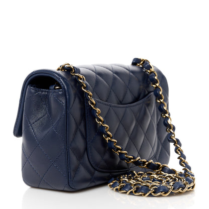 Chanel Lambskin Quilted Mini Rectangular Flap Dark Navy Blue 3 of 11