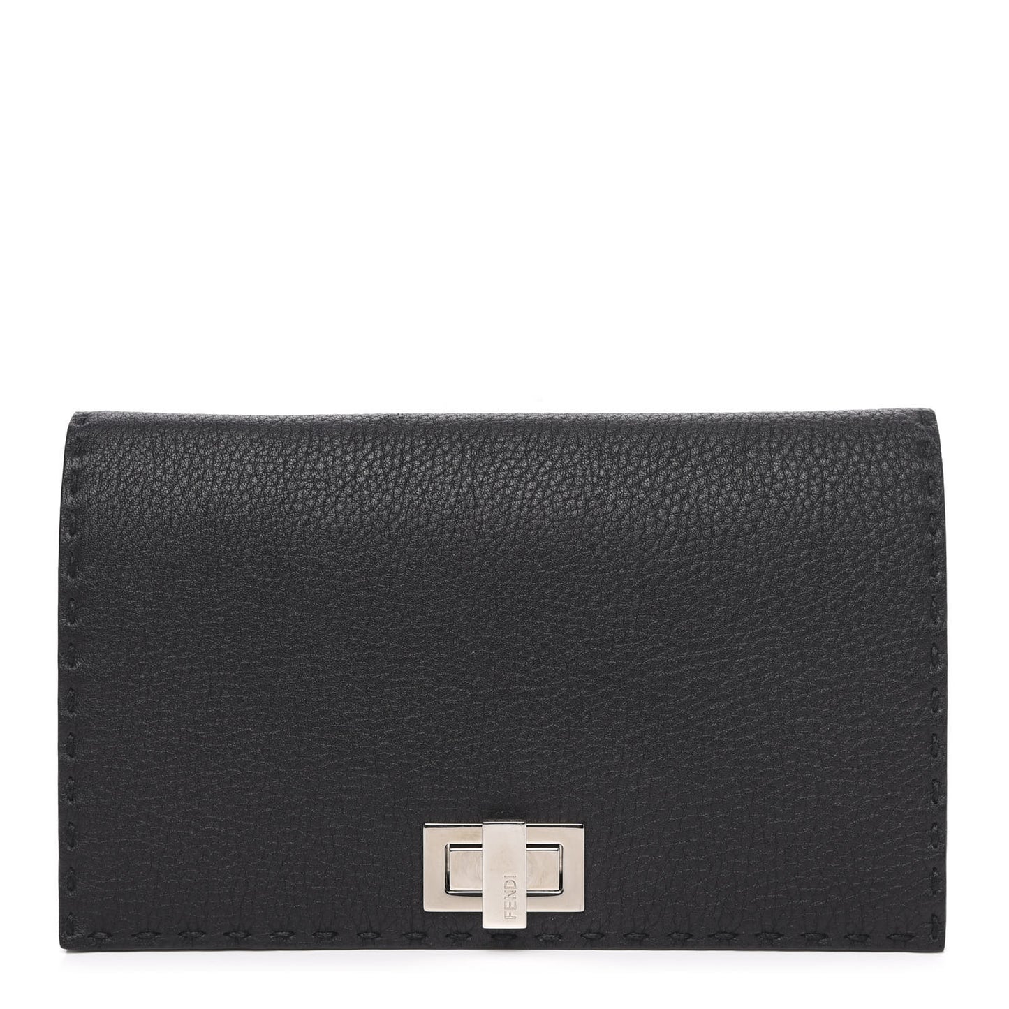 Cuoio Romano Selleria Mini Peekaboo Clutch Wallet Black