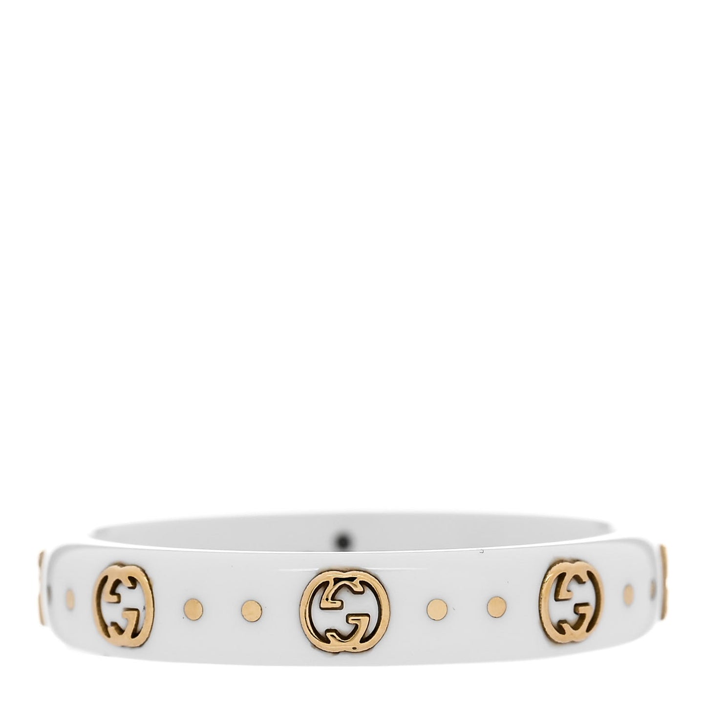 White Synthetic Corundum 18K Yellow Gold 4mm Interlocking G Icon Icon Ring 61 9.5