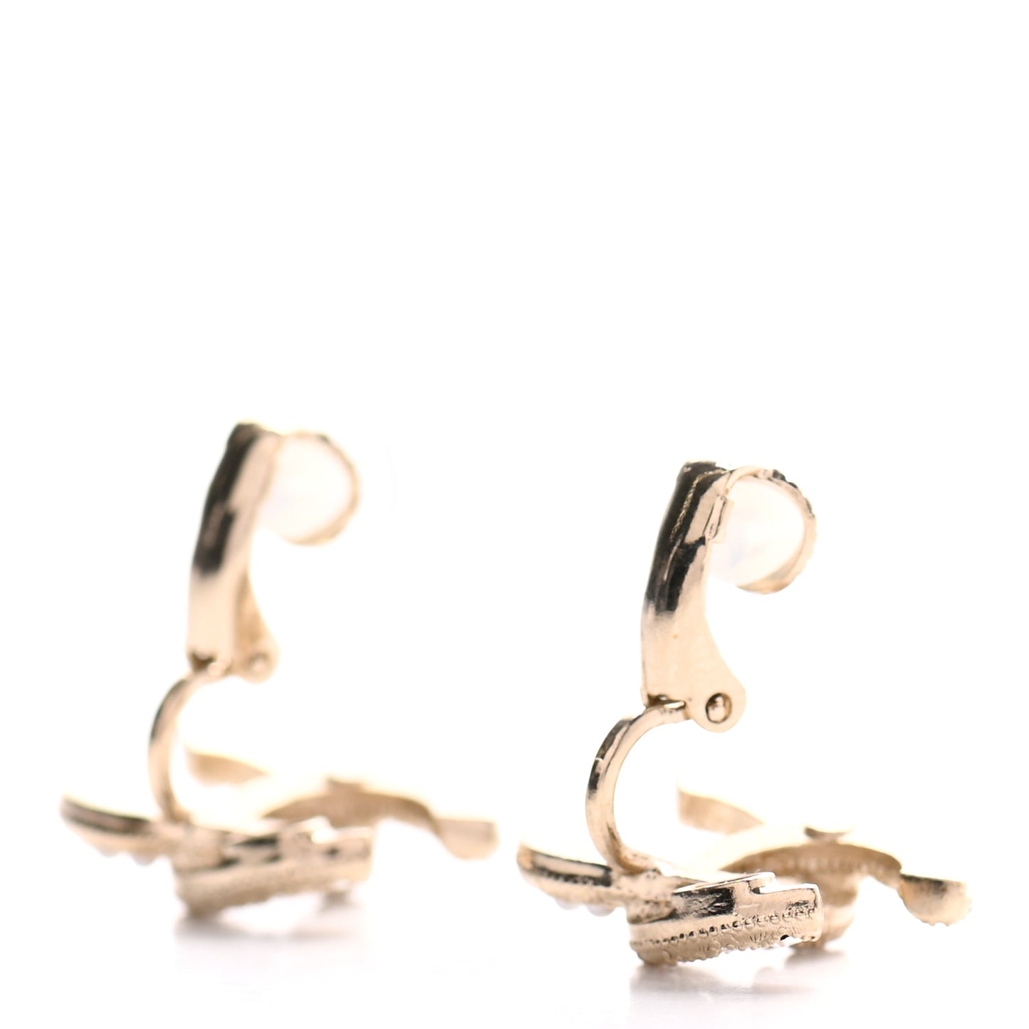Pearl Crystal CC Clip On Earrings Gold