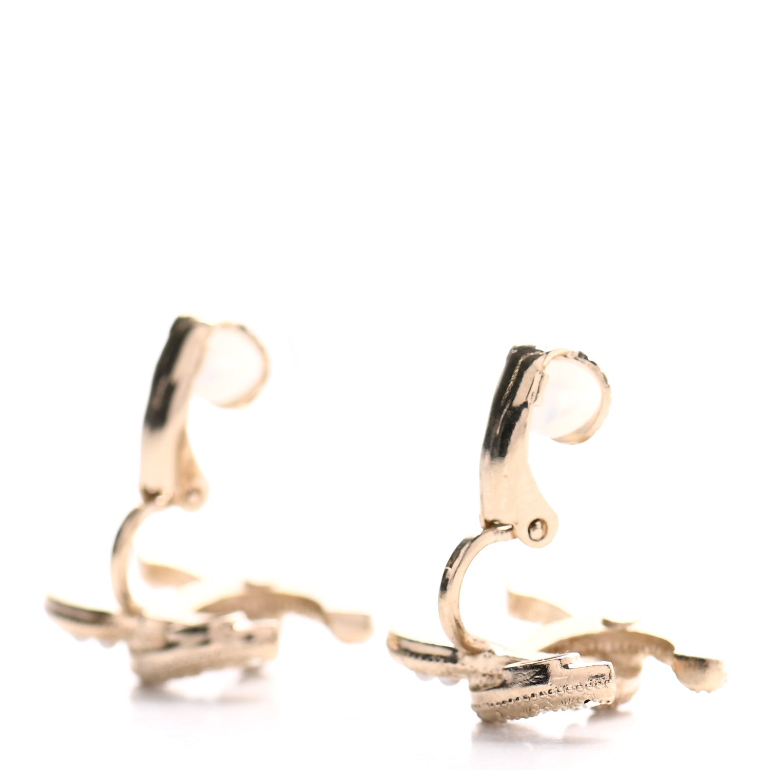 Chanel Pearl Crystal CC Clip On Earrings Gold 3 of 4