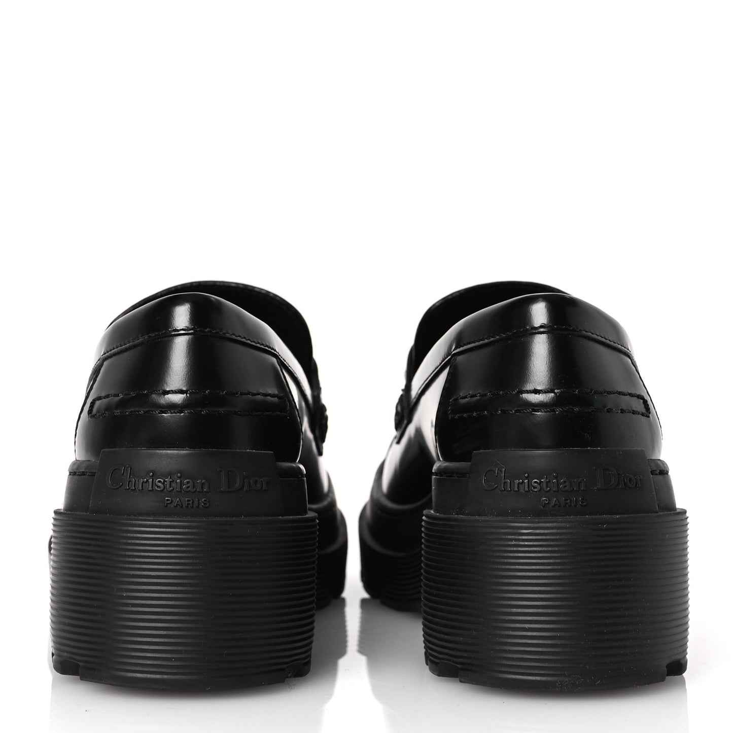 Brushed Calfskin Dior Code Lug Sole Platform 35mm Loafers 37 Black