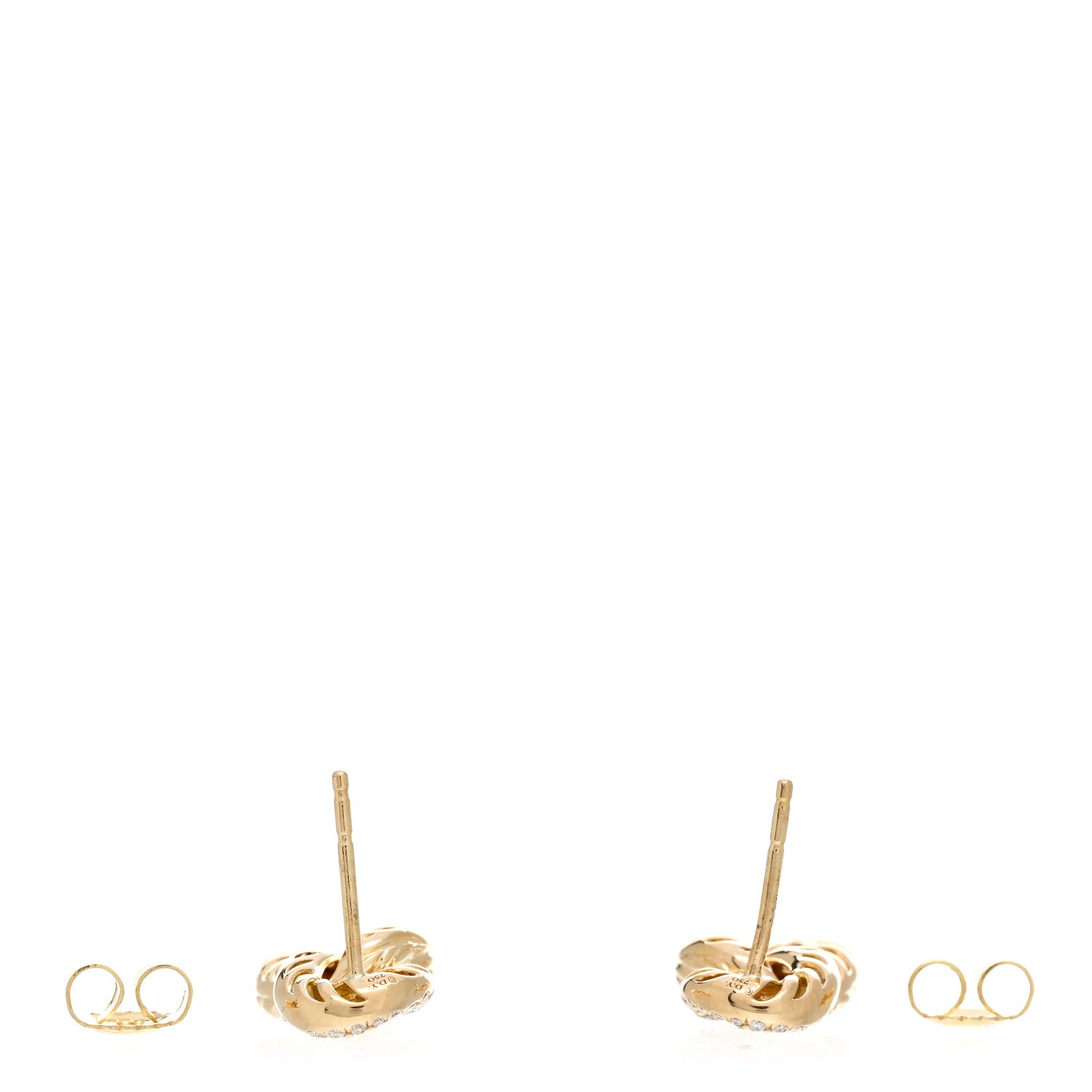 David Yurman 18K Yellow Gold Diamond Extra Small Belmont Curb Link Drop Earrings 3 of 4