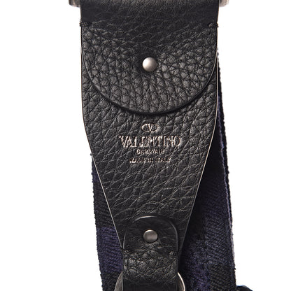 Valentino Garavani Canvas Geometric Embroidered Rockstud Guitar Strap Black Blue 3 of 5
