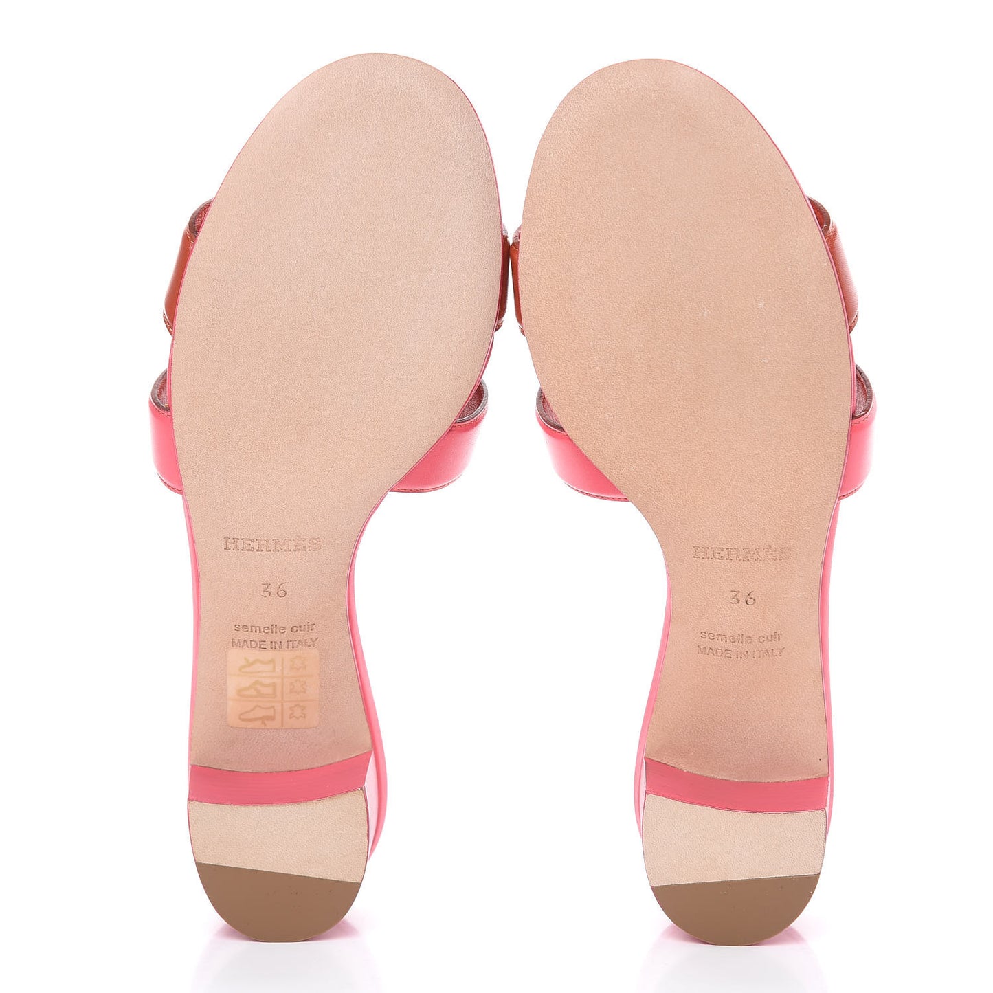 Calfskin Oasis Sandals 36 Fuschia Orange Brulee