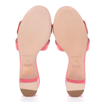 Hermes Calfskin Oasis Sandals 36 Fuschia Orange Brulee 5 of 10