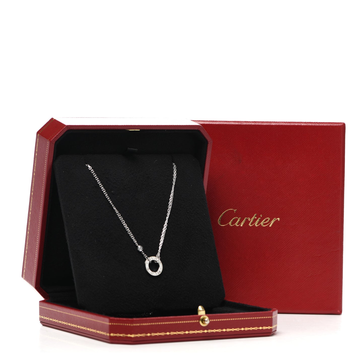 18K White Gold 2 Diamond LOVE Necklace