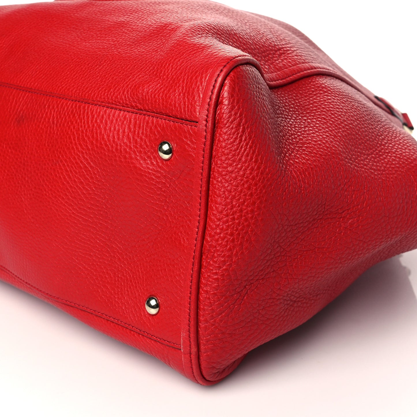 Pebbled Calfskin Large Soho Shoulder Bag Red