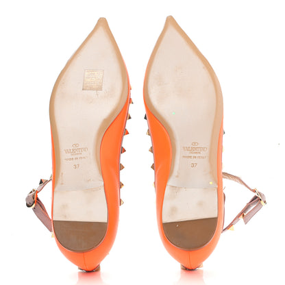 Valentino Garavani Nappa Rockstud Cage Ballerina Flats 37 Orange Poudre 5 of 7