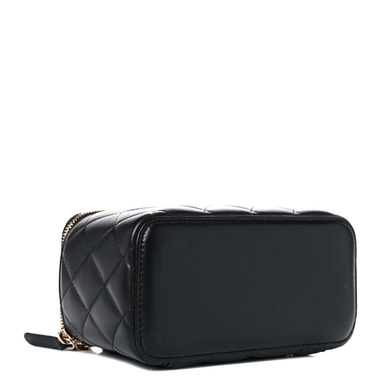 Lambskin Quilted Small Vanity Case With Chain Black
