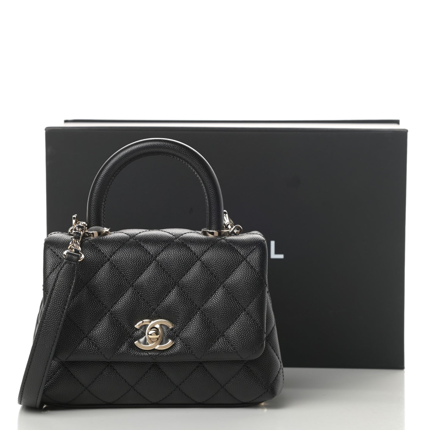 Caviar Quilted Extra Mini Coco Handle Flap Black