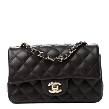 Chanel Lambskin Quilted Mini Rectangular Flap Dark Brown 1 of 11