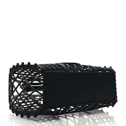 Fendi Recycled Plastic Vitello Liberty Matte Small Fendi Basket Black Miele Scuro 4 of 11