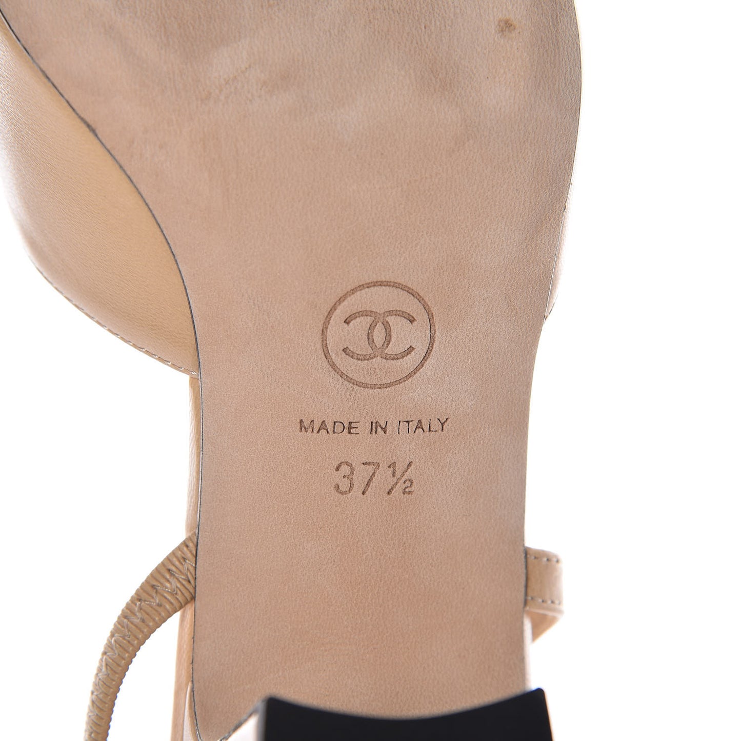 Goatskin Grosgrain Cap Toe CC Slingback Pumps 37.5 Beige Black