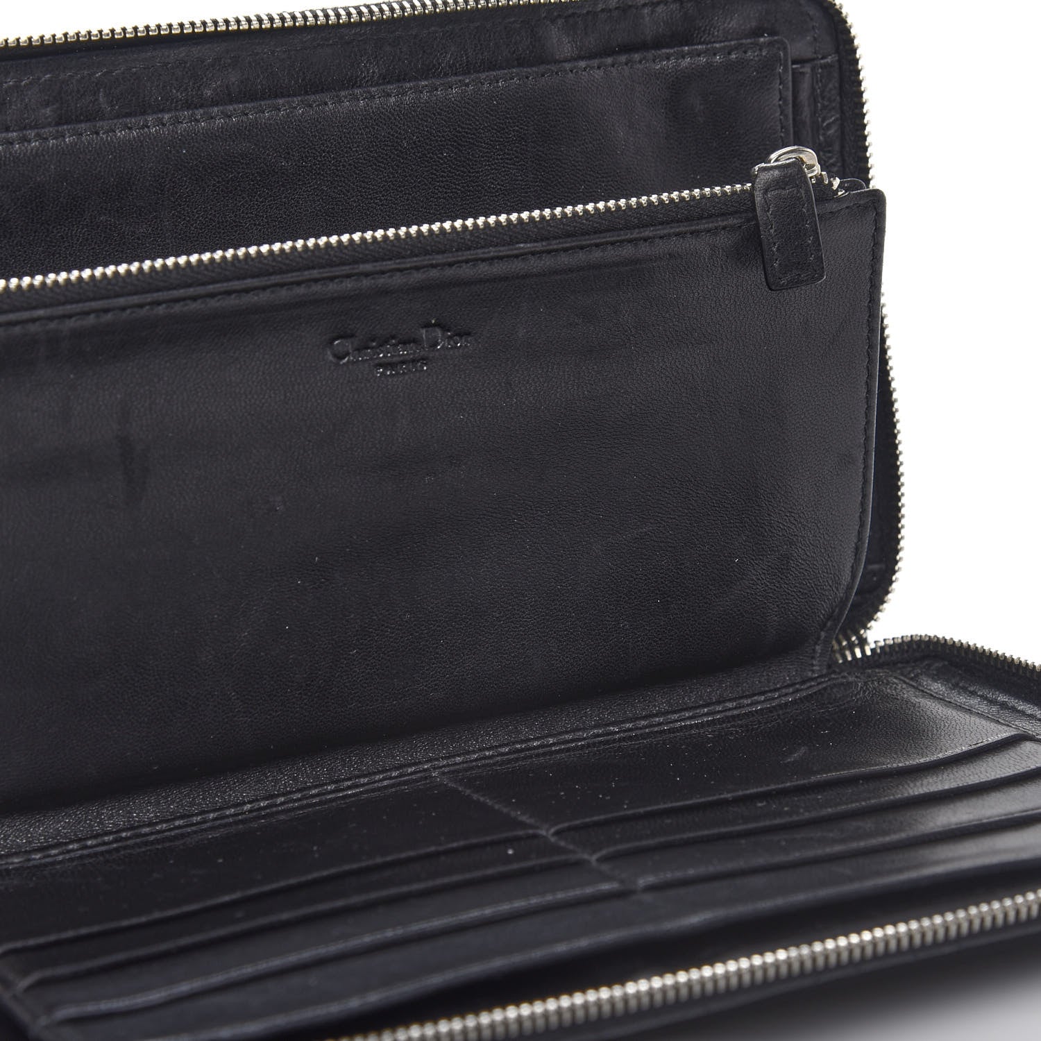 Christian Dior Lambskin Cannage Lady Dior Zip Organizer Wallet Black 5 of 6