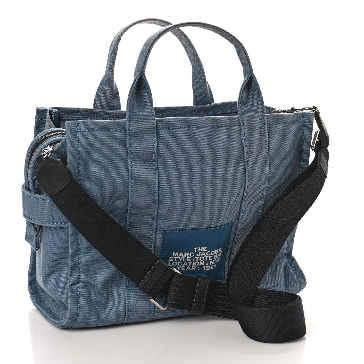 Marc Jacobs Cotton Canvas Medium The Traveler Tote Bag Blue Shadow 3 of 12