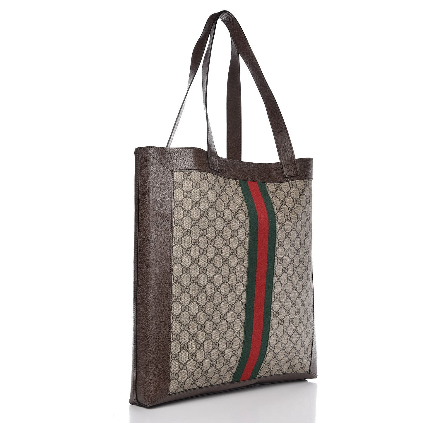 GG Supreme Monogram Web Large Ophidia Vertical Shopping Tote Brown