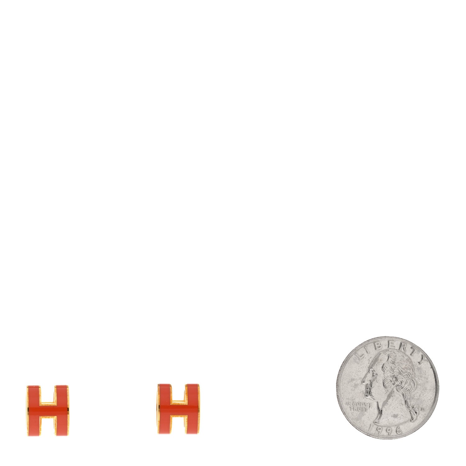 Hermes Gold Lacquered Mini Pop H Earrings Orange 2 of 5