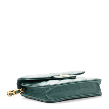 Chanel Lambskin Quilted Top Handle Flap Coin Purse With Chain Green 4 of 12