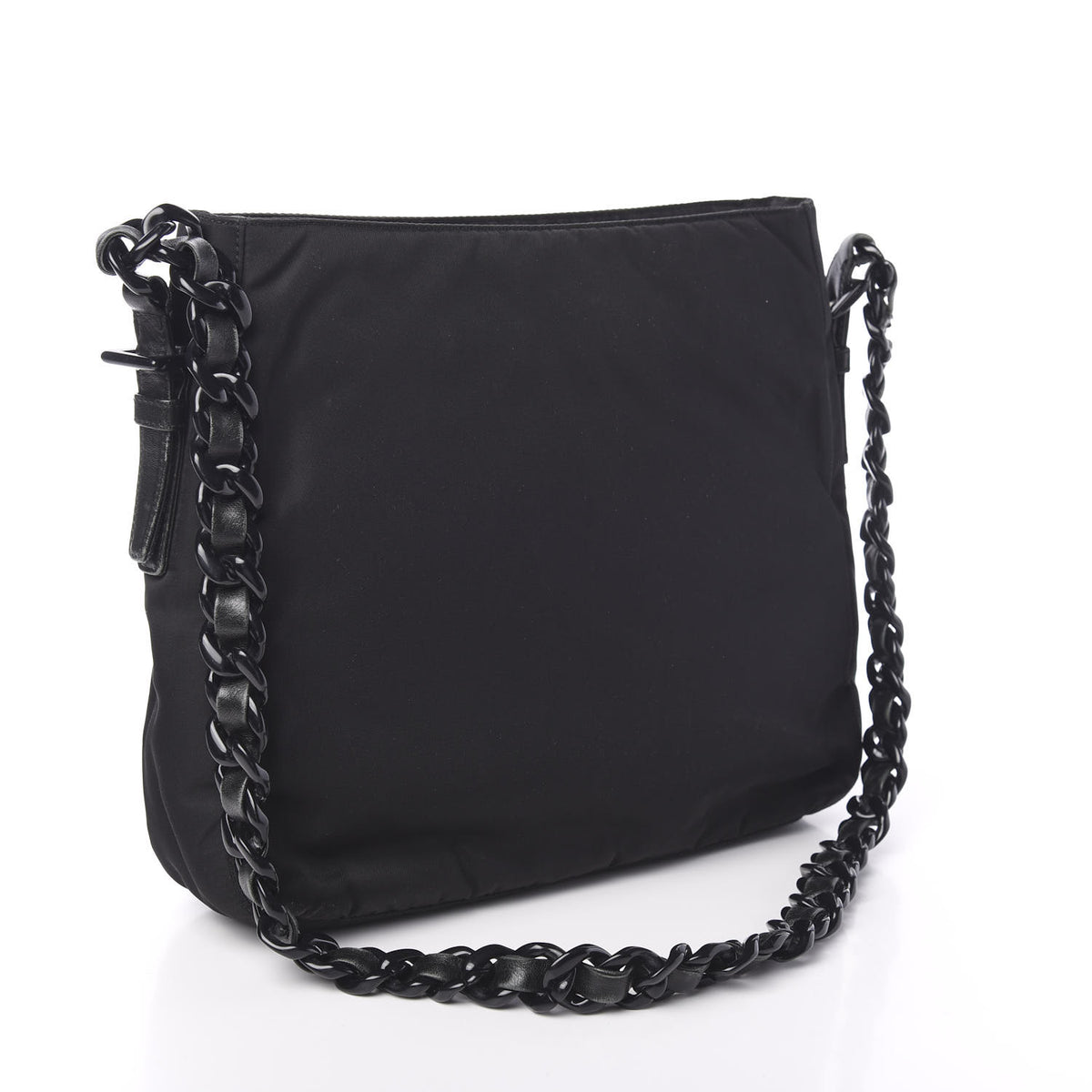 Prada Tessuto Nylon Chain Shoulder Bag Black 2 of 8