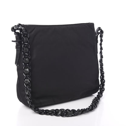 Prada Tessuto Nylon Chain Shoulder Bag Black 2 of 8