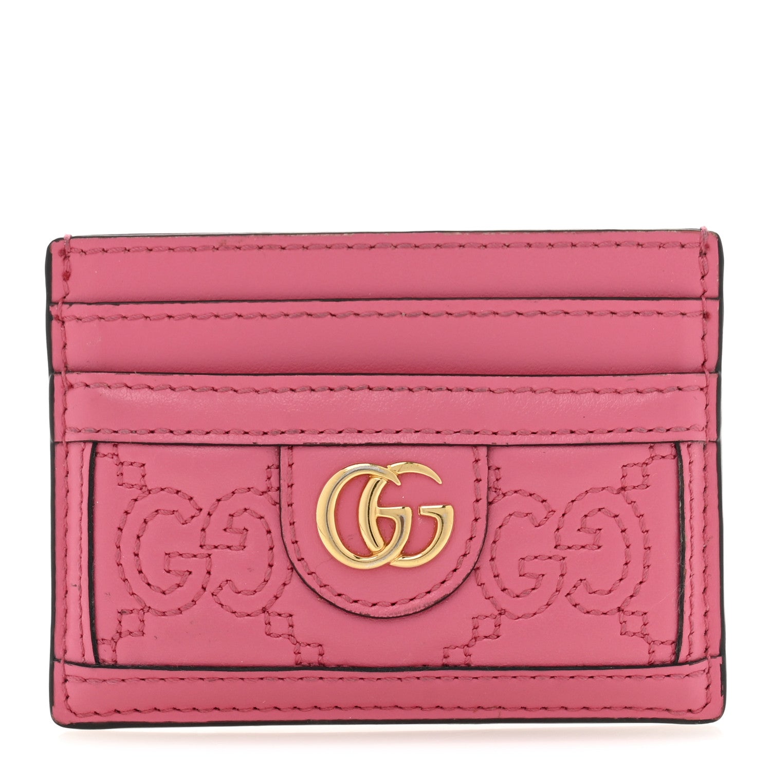 Gucci Calfskin GG Matelasse Card Holder Pink 1 of 9