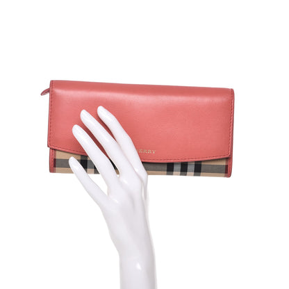 Burberry Calfskin Horseferry Check Porter Continental Wallet Coral Pink 2 of 7