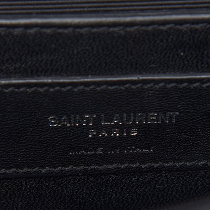 Saint Laurent Calfskin Crocodile Embossed Medium Classic Monogram Kate Tassel Satchel Black 8 of 8